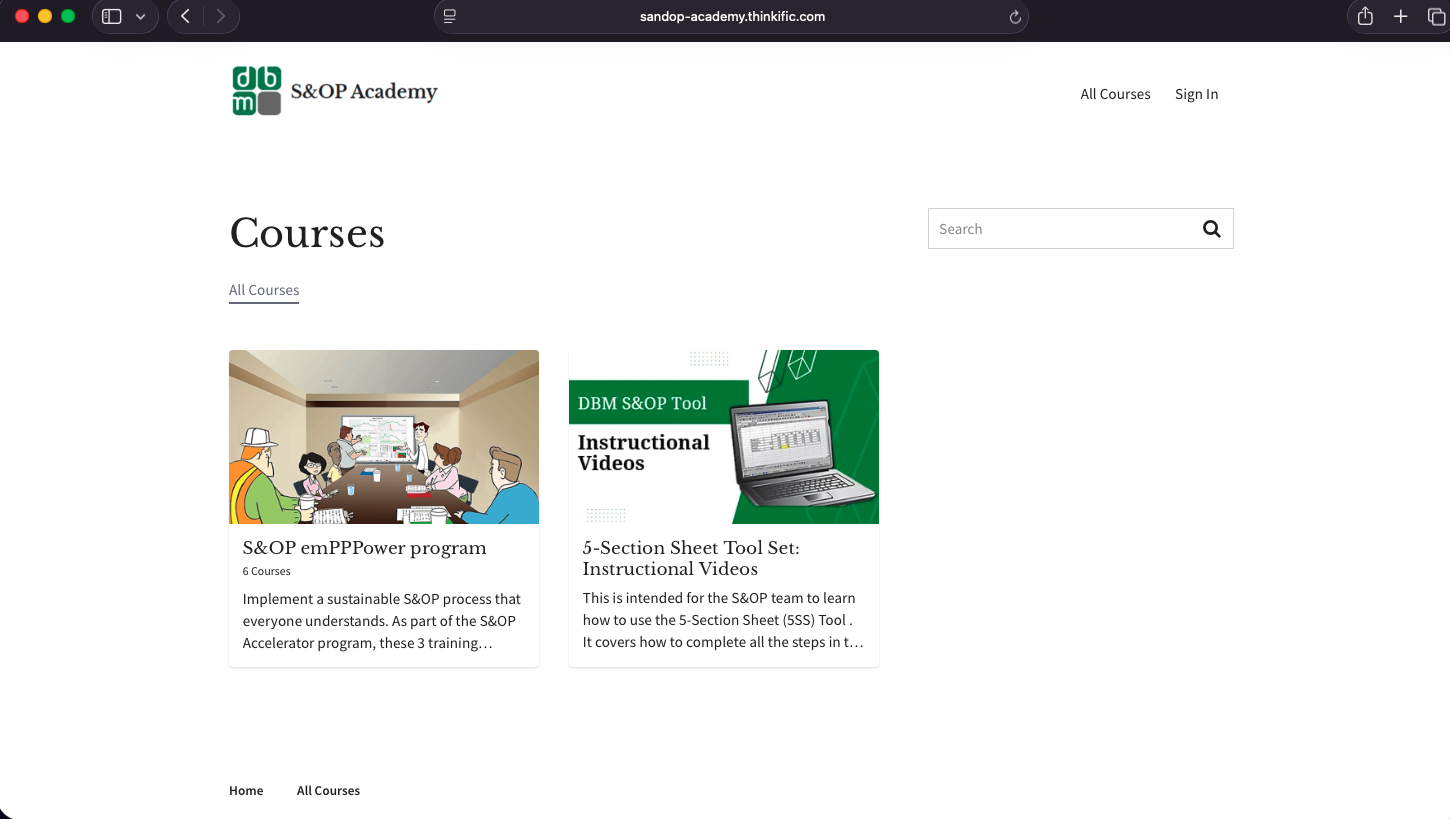 S&OP Academy - Project Screenshot