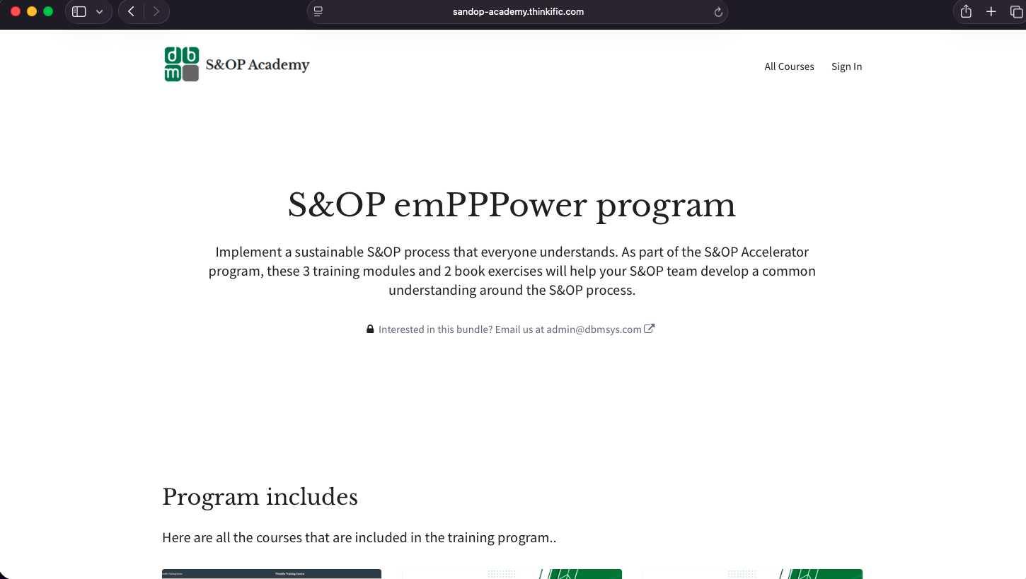 S&OP Academy - Project Screenshot