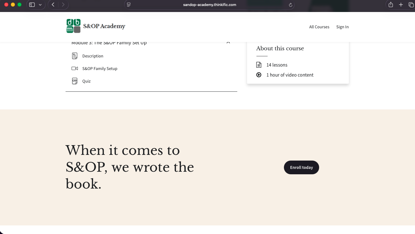 S&OP Academy - Project Screenshot