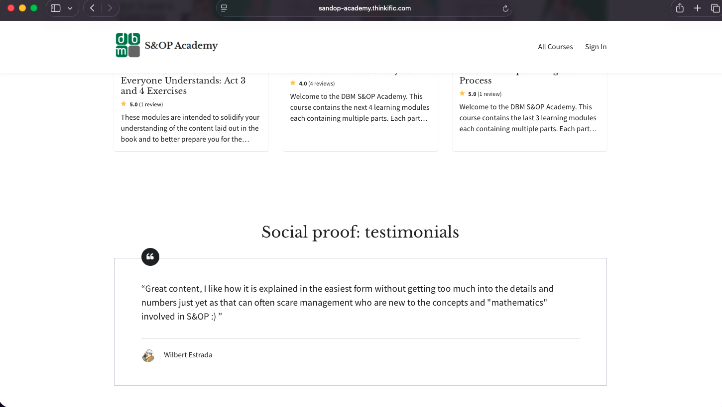 S&OP Academy - Project Screenshot