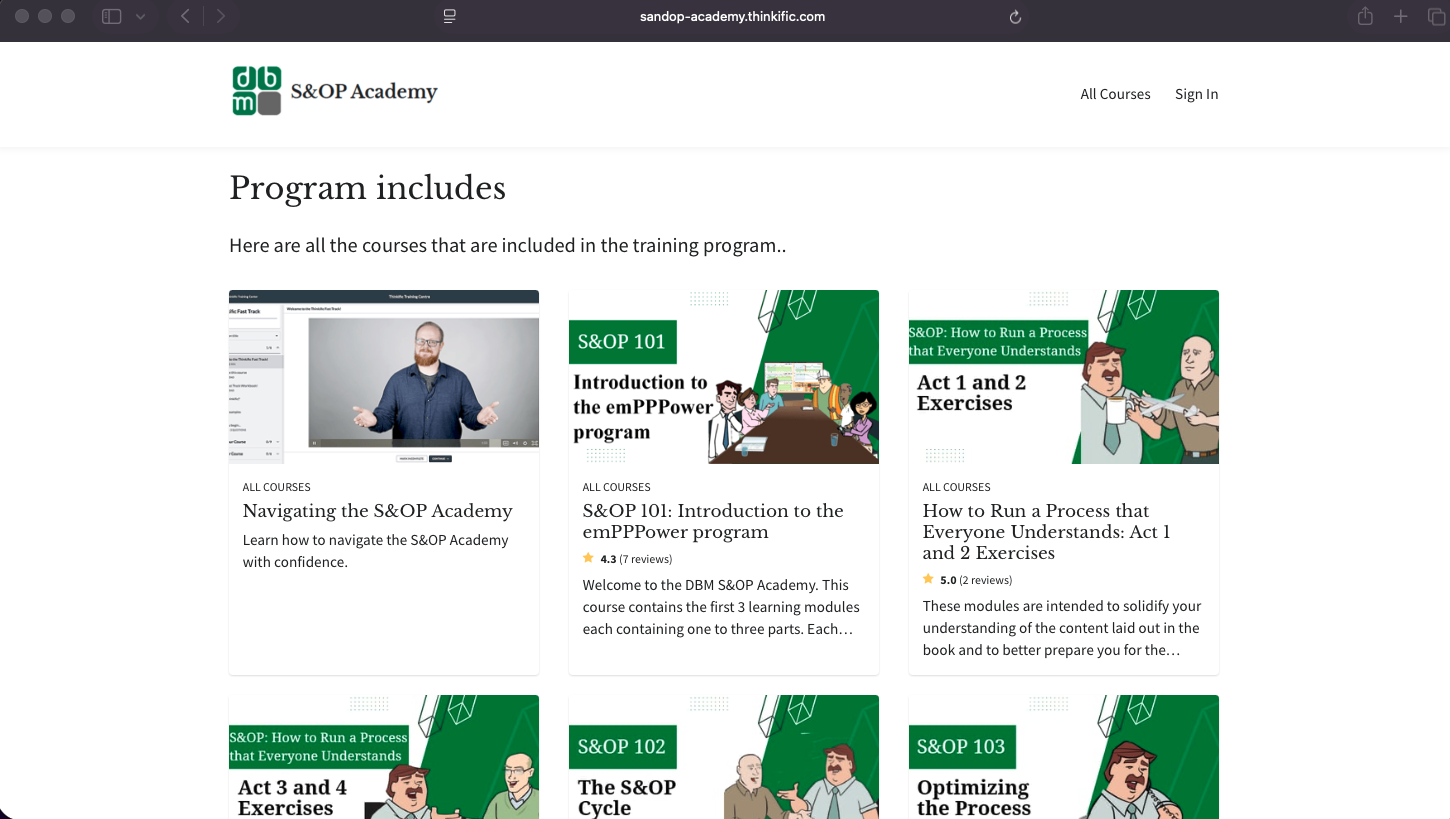 S&OP Academy - Project Screenshot