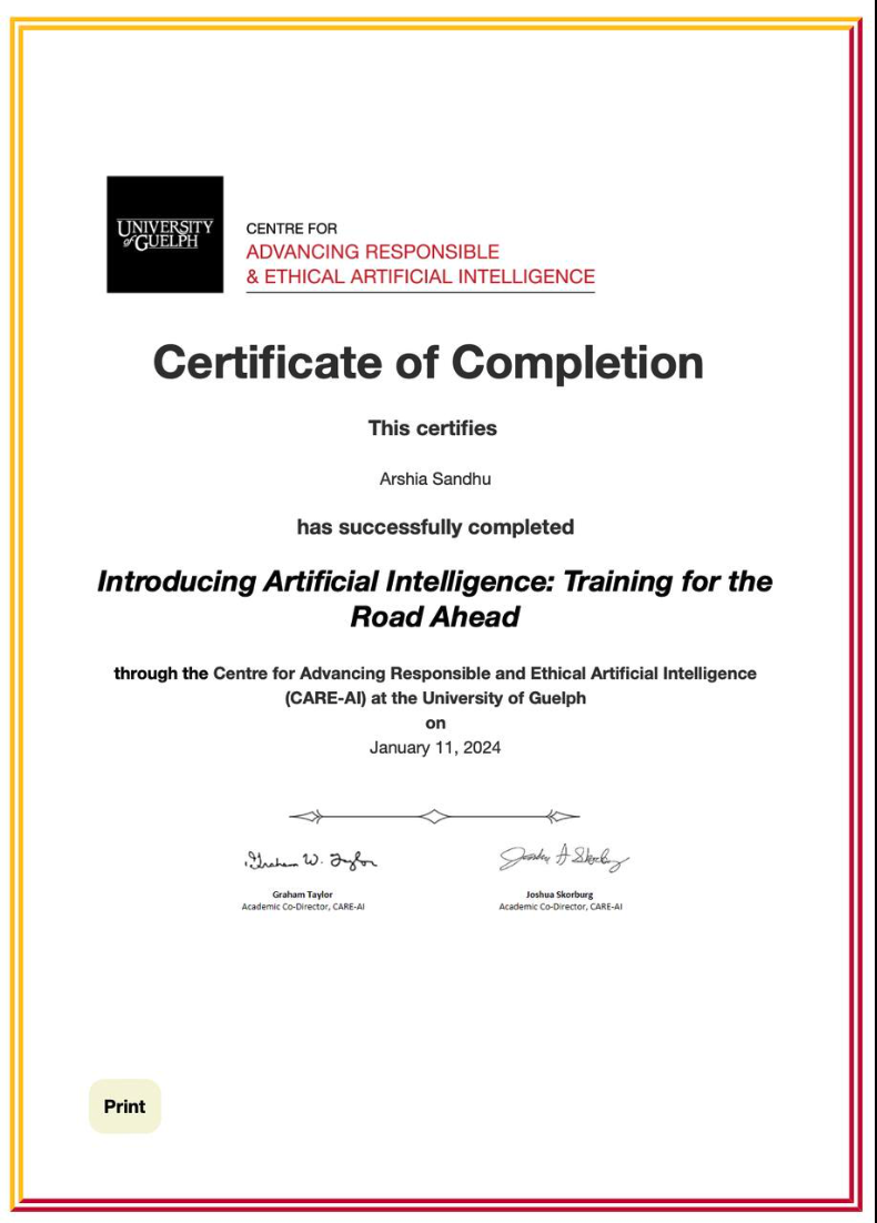 Care-Ai Certificate