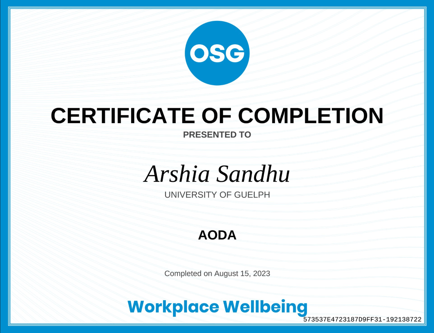 OSG AODA Certificate