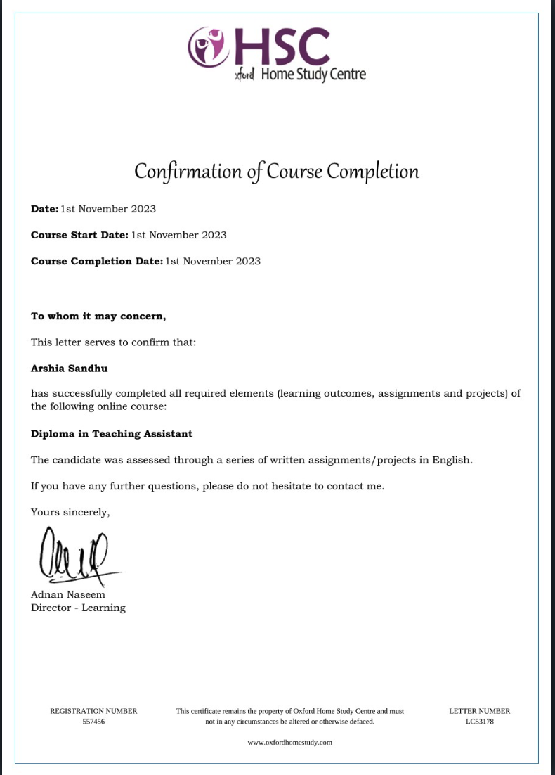 Oxford HSC Certificate
